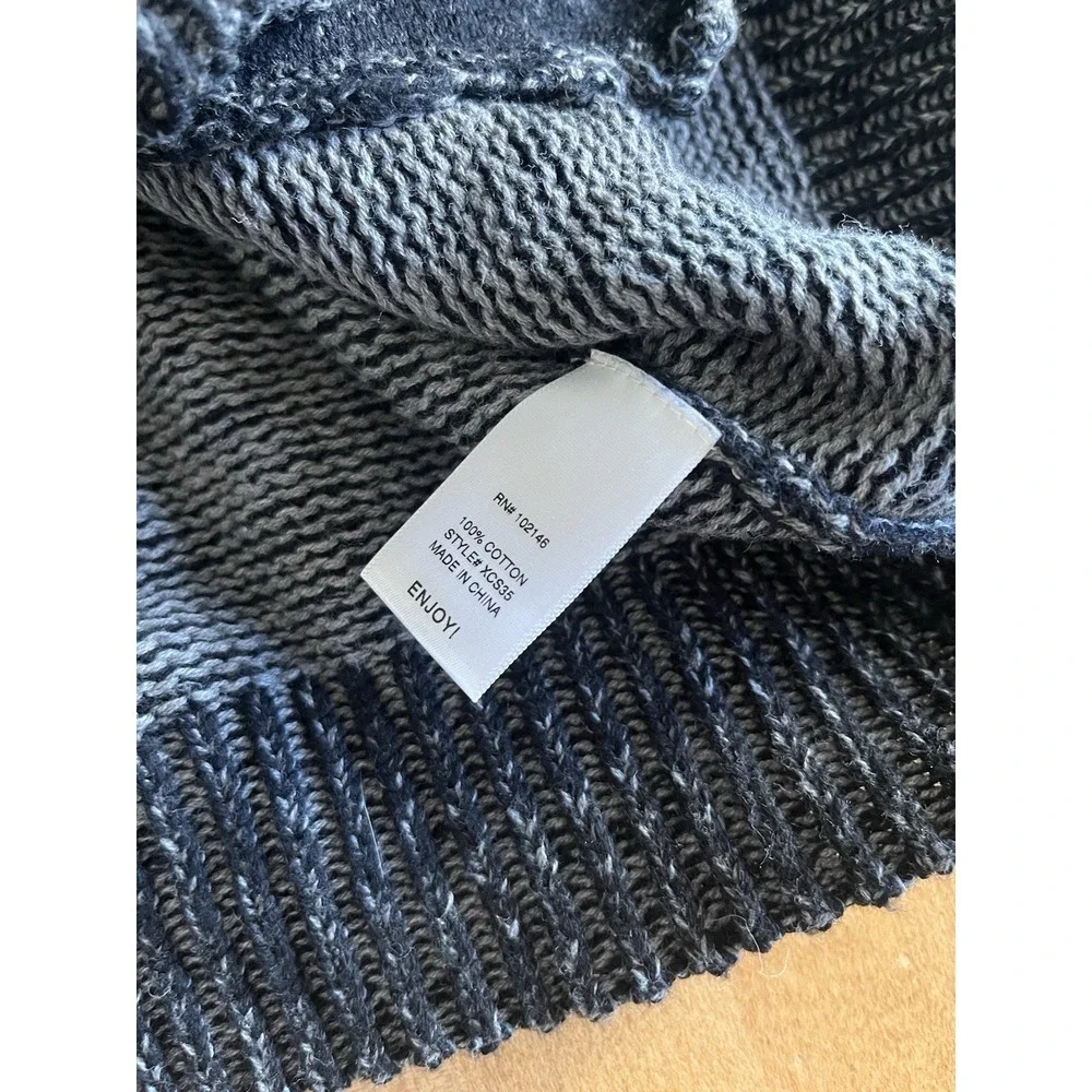 Michael Stars Men's Gray Knit Cotton Cardigan‎ Zip Mock Neck Sz L Large